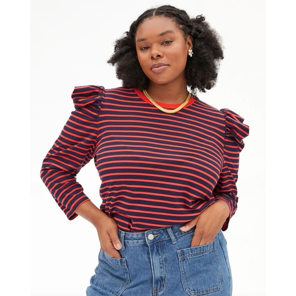 Clare V Le Puff Long Sleeve Tee Large - Picture 2 of 10